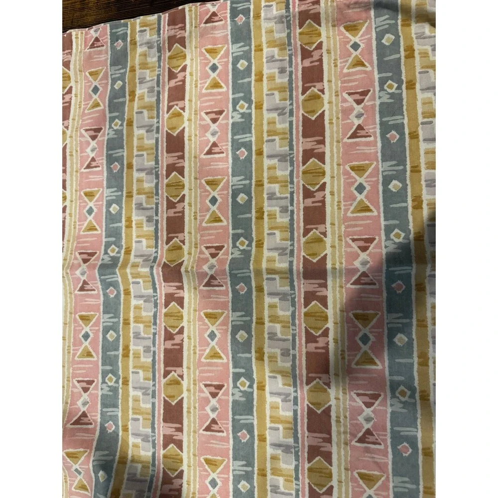 Lady Pepperell Sheet Set Full Pink Blue 90s Southwest Geometric Percale 3pc